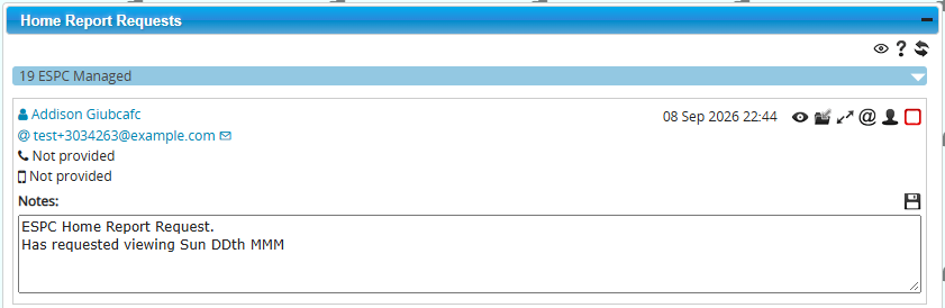 Home Report Requests widget
